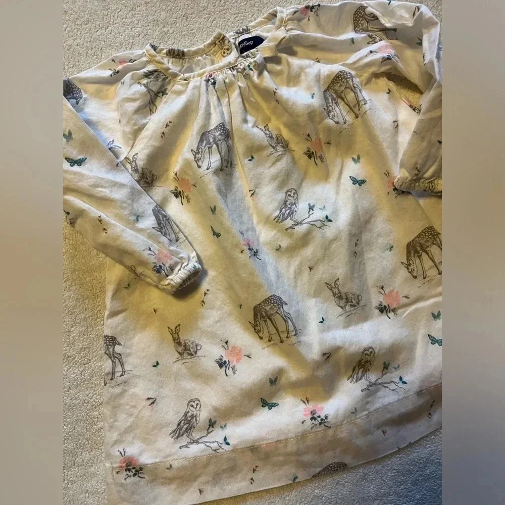 Gap 6-12 month dress, ivory with forest animals